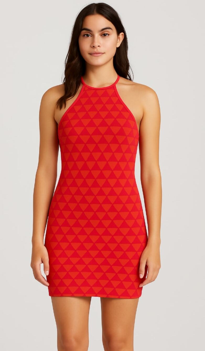 Solid and Striped Knit Pink Orange Berry Coral Geo Dress Womens XS
